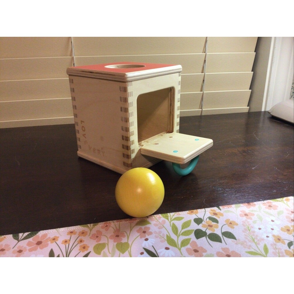 Lovevery Hide And Find Drop Ball Box With Door Montessori Wooden Baby Toy